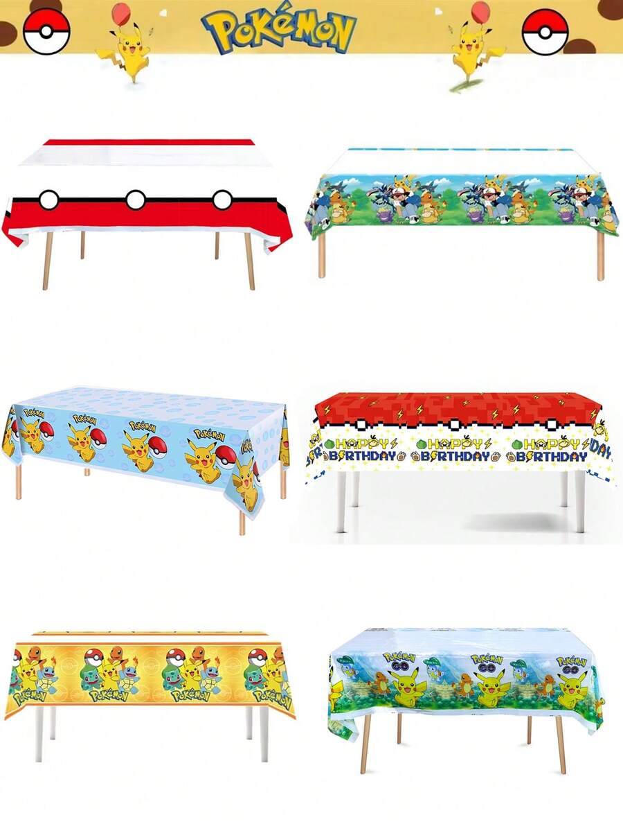 pokemon 3pcs Pokemon Tablecloth Birthday Party Decoration Pikachu ...