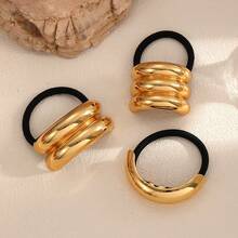 3 件几何图案休闲锌合金装饰发圈/发带，适合女性日常佩戴，马尾辫夹，发圈，发橡皮筋，发绳，发饰