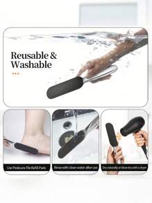 20/10 片足部锉刀砂纸 - 耐用黑色金刚砂板，打造光滑双足，去除死皮，无味塑料修脚工具，大号 100 粒度 5.39 英寸 * 1.69 英寸，小号 180 粒度 3.93 * 1.26 英寸 - 彩色 - 查看 6