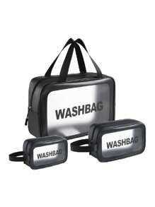 3pcs/Set Travel Toiletry Bag, Pvc Waterproof Cosmetic Bag, Beauty Storage Bag, Makeup Brush Storage Bag, Cosmetic Bag, Summer Holiday Travel Essentials, Skin Care Storage Bag, Luggage Bag, Travel Bag, Waterproof Toiletry Bag, Multi-Function Storage Bag.
