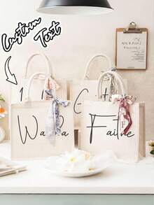 Borsa personalizzata per damigelle d'onore e accessori, borsa in lino, borsa regalo per damigelle, borsa per addio al nubilato, borsa da spiaggia, borsa regalo, borsa per festa di nozze, borsa in lino con nome, borsa da spiaggia con combinazione di lettere, regalo ideale per amici, donne, nuovi professionisti e impiegati, adatto per anniversari, Natale, autunno, vacanze, uso all'aperto/picnic/viaggio/escursionismo/sport/arrampicata