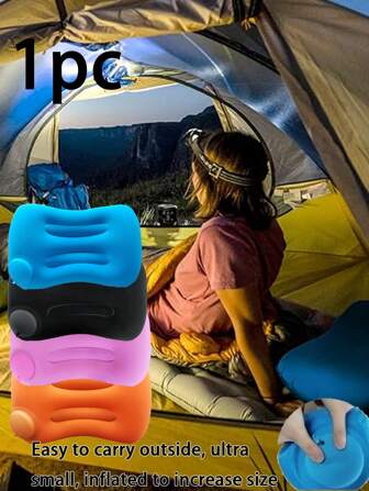 1 件户外便携式布质气枕，轻便充气折叠露营枕，露营旅行枕，办公桌午睡枕，徒步旅行背包旅行枕，旅行必需品