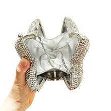 Women Rhinestone Star Shape Clutch Purse Unique Crystal Evening Bag Luxury Chain Handbag For Wedding Cocktail Party - Silver - View 5