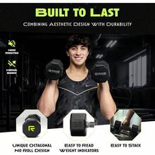 Rubber Coated Dumbbells No Roll Design EasyGrip Steel Knurled Handle Weights Dumbbells Set For Strength Training Ideal Weights Set For Home Gym 1060 LBS SOLD INDIVIDUALLY - Green Octo+15 LB - View 7