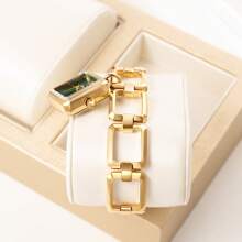 YaLaLuSi Brand 1 Piece 2025 Latest Models Small Personalized Women's Quartz Watch Temperament Design Models Bracelet Watch Hanging Square Dial High Quality Texture Skeleton Case With Jewelry Maintenance Cloth Suitable For Dresses Gorgeous Evening Party Party For Women Girlfriend Mom Gift Best Choice