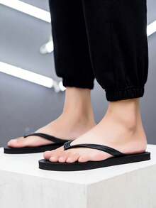 Men's Casual Flip Flops, Black, Plus Size, Summer - Black - View 5