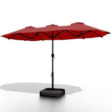 Vongrasig 13FT Large Patio Umbrellas With Base Included, Outdoor Double Sided Pool Umbrellas With Crank Handle, Large Rectangle Table Umbrella For Poolside Backyard Market,Red - Burgundy - View 2