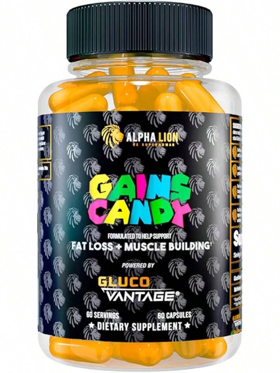 ALPHA LION Gains Candy, Supplement Pills For Muscle Pump & Blood Flow, Nitric Oxide Booster, Supports Mental Focus, Use Daily To Upgrade Workout Performance, 60 Capsules (S7)6hao | Enhanced Stamina & Focus Supplement For Workouts Bjp1dian - 格洛維 - 查看 1