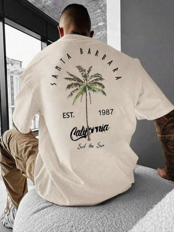 Camiseta Branca Oversized Unissex 100% Algodão Santa Barbara California