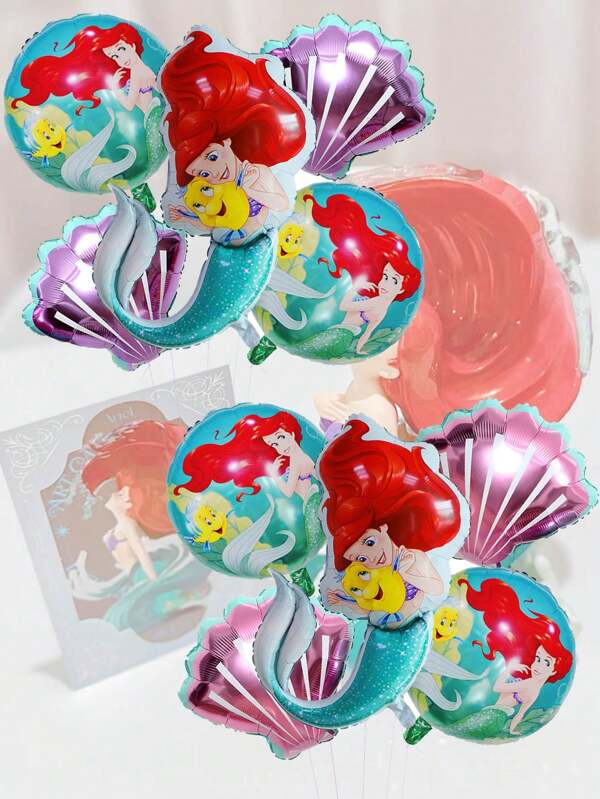 5 piezas de Suministros para fiesta de sirena, globos de aluminio adorables y de sirena, decoraciones para fiesta con tema de sirena, globos de sirena, globos