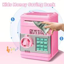 Electronic Piggy Bank - Mini ATM Piggy Bank, ATM Machine Gift, Electronic Code Piggy Bank, Money Safe Box Cash Coin Can Password Code Lock - 粉色 - 查看 1