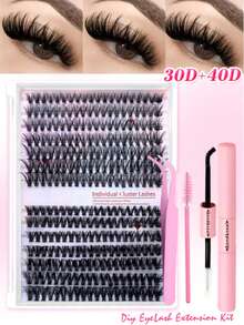 745PCS/280PCS Dramatic C/D-Curl 7-16MM Mix DIY Lash Extension Kit Set DIY Bottom Lashes Eyelashes Book Big Volume Soft Individual Cluster Lashes Create A Fluffy Natural Wispy Y2k Butterfly Elements Pink Base Card Look At Home Long Lasting DIY Lashes Glue ,DIY Glue Remover,DIY Lashes Tweezers (Bottom Lashes+40D+60D+80D+100D) - 黑色 - 查看 8