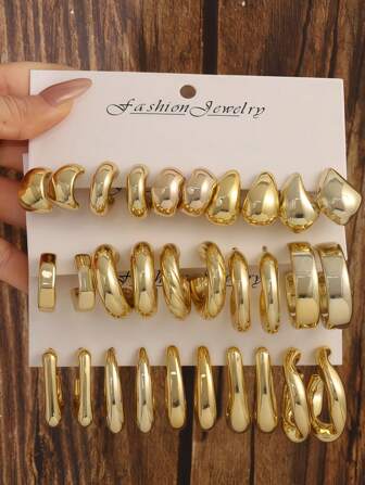 2/10/18 New Nuevos pendientes dorados con formas geométricas de tornillo con bol, diseños retorcidos, corazones grandes y formas en C rizadas. Perfectos para uso diario en la oficina, escuela, fiestas, cumpleaños, vacaciones y graduación. El regalo ideal para novias, amigos cercanos, clasemates o madres.