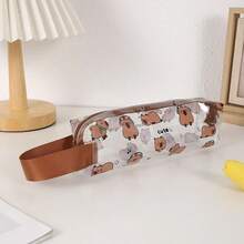 1pc Sanrio Official Kitty Cat Printed Large Capacity Pencil Case, Multi-Zipper Pouch, Practical Stationery/Makeup Tool Storage Box,For School Supplies,Back To School