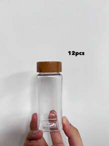 12/24pcs Set Plastic Spice Jars With Pen & Labels, 5.6oz (160g) Square Spice Containers With Plastic Wood Lids, Seasoning Canisters For Spice Racks, Cabinets Or Drawers