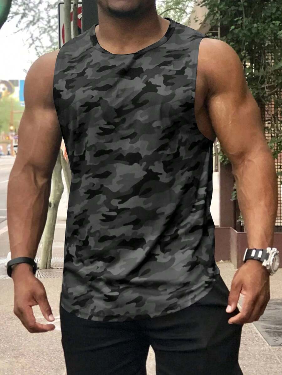 Men's Plus Size Camouflage Sleeveless Tank Top