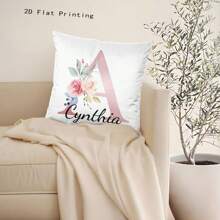 1pc Customized Text & Color Decorative Throw Pillow Cover, Modern Style Home Decor, Customized Single-Sided Printed Name Cushion Cover