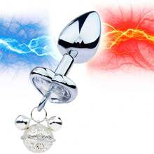 Plug anal avec cloche en métal, plug anal en noyer, chambre postérieure élargie, plug anal à gong rond en argent, Sexe, Sexy, Jouets sexuels, Outils sexuels, Outils pour le sexe, Produits SM pour homme, femme et couples