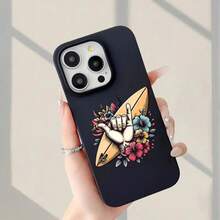 Funda protectora para phone (1 unidad). Compatible con muchos modelos de phone. Fabricada en TPU suave con diseño de tabla de surf y orificios grandes. - Negro - Ver 5