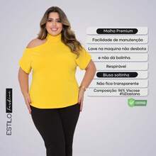 Plus Size Women's Blouse Basic Blouse Loose Top From G1 To G5 - 黃色 - 查看 3