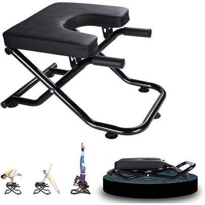 Yoga Headstand Bench, Stand Yoga Chair For Family & Gym, Anti-Slip Handrails, PU Pads, Relieve Fatigue And Build Up Body