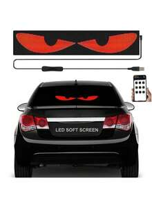 1 pieza Pantalla LED dinámica con ojos de demonio para parabrisas de automóvil, pantalla flexible a prueba de agua con ojos de demonio para automóvil, pantalla publicitaria flexible para automóvil, luz decorativa de neón LED para automóvil, alimentada por USB, con control remoto y aplicación, iluminación RGB personalizable y DIY, pantalla personalizada y publicidad, tira decorativa de neón flexible, pantallas LED dinámicas con ojos de demonio - Multicolor - Ver 12
