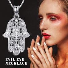 Aniu 925 Sterling Sier Hamsa Hand Of Fatima Evil Eye Jewelry For Wom With Cubic Zirconia Comes With Black Gift Jewelry Box YFHL4 - Hamsa-04-四月 - 查看 4