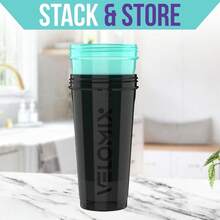 2-Pack 28oz Protein Shaker Bottles With 2 Stainless Steel Whisk Balls - Leakproof Gym/Travel/Workout Mixer Cups For Protein Powder, Pre-Workout & Smoothies (Blue & Clear) - 21) 黑色/綠松石色 - 查看 6