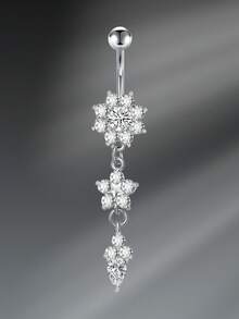 CIZME 1 件时尚不锈钢心形花蝴蝶肚脐环，适合女性日常装饰，14G 10mm 肚脐环穿孔首饰刻面方晶锆石吊坠肚脐环肚脐穿孔身体首饰 - 彩色 - 查看 25
