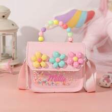 1pc Personalized Mini Purse Gifts,Custom Name Purse Flower Wallet Mini Cute Crossbody Bag Handbags Christmas Birthday Gifts For Girl. - Multicolor - View 3