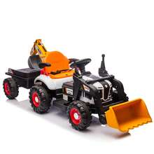 24V Ride-On Electric Tractor Toy With 4-In-1 Construction Attachments (Excavator, Dump Truck & Bulldozer) W/Parent Remote Control,3-Speed Adjustable,Built-In Music Player,LED Tail-Light - Multicolor - View 11