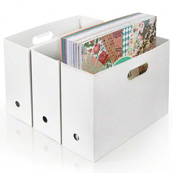 3/1 pieza Organizador de almacenamiento plegable de gran capacidad para papel de scrapbook, estantería de almacenamiento de libros de escritorio, caja organizadora de almacenamiento, organizador de archivos de plástico