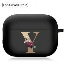 字母耳机盒 兼容 (第 1 / 2 / 3/4 代) / Pro /Pro 2 印花金色字母软硅胶无线蓝牙耳机充电盒保护套