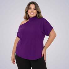 Plus Size Women's Blouse Basic Blouse Loose Top From G1 To G5 - Red Violet - View 6