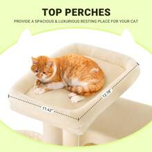 Allewie Árbol para gatos Allewie de 162 cm, centro de actividades multinivel para felinos grandes de interior, 2 compartimentos de felpa, 2 perchas, cesta, casa, rascadores de sisal y juguetes colgantes, color beige.