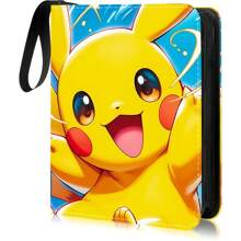 pokemon Portacards de Pikachu Pokemon Super Dream Card, diseño con cremallera de piel sintética, espectacular álbum de almacenaje con 4 páginas con bolsillos, puede contener 400 cartas, álbum de mangas grandes/soporte de cartas del juego de cartas coleccionables/libro de colección de cartas, regalo para amigos, regalo de San Valentín, regalo de Navidad, regalo de cumpleaños, regalo para fiestas temáticas