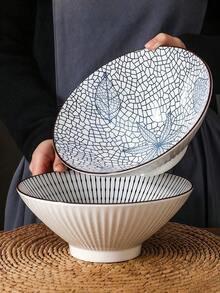 4/2 件复古日式花卉陶瓷饭碗/意大利面碗，8 英寸汤碗，适用于烤箱和微波炉，适用于家庭厨房、餐厅、厨具、餐具 - 彩色 - 查看 4