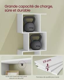 VASAGLE Bibliothèque, Étagère à 6 Niveaux, 24 x 40 x 191 cm, Meuble de Rangement, Cloison Séparateur, pour Salon, Chambre, Bureau, Blanc Nuage - Blanc - Voir 3
