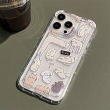Adorable Cat And Dog Transparent Anti-Drop Shockproof TPU Phone Case Suitable For Apple 15/14/13/12/11