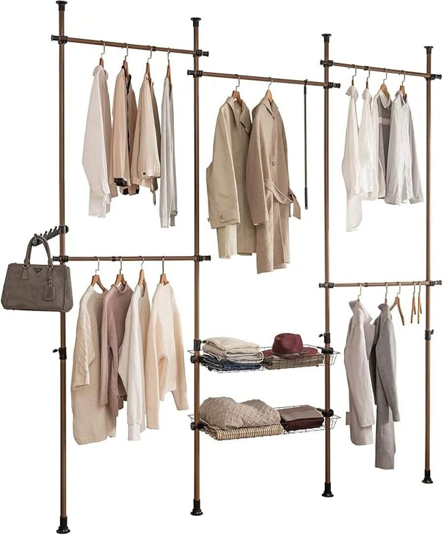 Fixed Clothes Drying Racks - Brown - View 1