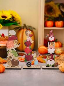 1 件感恩节装饰收获季节刺猬松鼠木制装饰小树字母木制平台，感恩节木制桌面装饰，木制桌面装饰，收获派对用品，感恩节装饰秋季装饰万圣节秋季装饰 - 彩色 - 查看 8