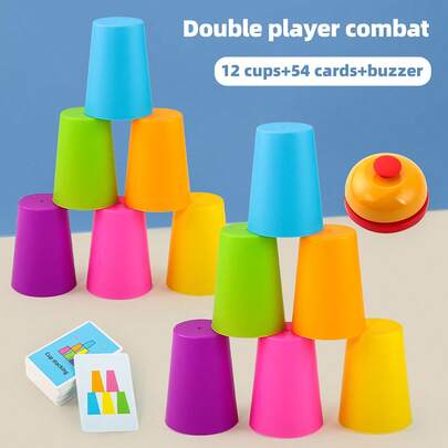 (60Pcs/67Pcs)/Set Family Fast Cup Stacking Game Set, 1-2 Players, Suitable For Birthday Party, Entertainment, Children's Day, Halloween, Christmas, New Year Party Gift Set (Some Accessories Color Random)