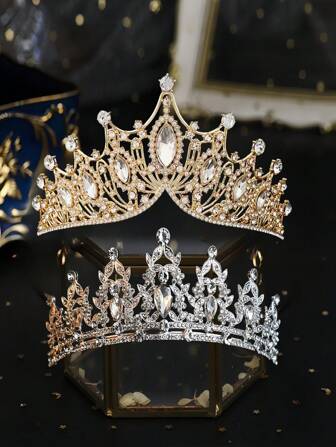 2pcs Elegant Rhinestone Alloy Tiara Headband Set, Shiny Hair Accessories For Bride, Party, Performance, Girlfriend Birthday, Special Event