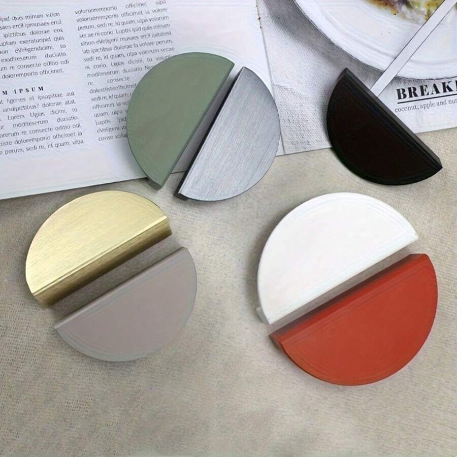 2 件北欧色彩半圆形双把手适用于轻奢新款橱柜衣柜门抽屉圆形旋钮