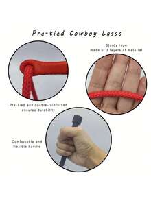 Lazo de vaquero, cuerdas de vaquero y vaquera, cuerdas mágicas, cuerdas pre-atadas, accesorios de vaquera y vaquero, cuerdas, disfraces de vaquera y vaquero de Halloween, cuerdas de utilería de escenario, ropa de cuerda, cuerdas rojas, cuerdas azules, versión mejorada, juegos de fiesta de vaqueros - Lazo de mezclilla - Ver 12