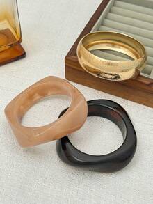 1/3 chiếc/Bộ vòng tay nhựa rộng bất đối xứng hình học Bohemian, sang trọng, giản dị, dành cho nữ, cặp đôi, ngày lễ, tiệc cưới, trang sức hạt kim loại đa năng, quà tặng (Nhựa có một chút tì vết và thay đổi màu sắc là bình thường) - vòng đeo tay - Xem 8
