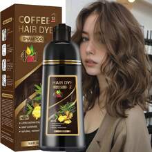 500ml-男女通用浅棕色染发洗发水，遮盖白发，蓬松秀发，即时染发洗发水，持久四效合一染发剂，半永久性染发剂。咖啡棕色洗发水 - 咖啡棕 - 查看 3