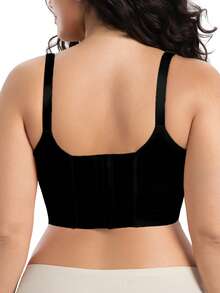 صدرية دانتيل كبيرة الحجم مع سلك داعم - تغطية كاملة ورفع الصدر، تصميم مطرز جذاب للأعلى بدون ظهر، صدرية يومية مضادة للانهيار لقمصان التي-شيرت