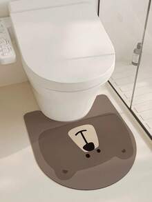 1/3 pièces Tapis de bain rétro antidérapants et absorbants, tapis de toilette en forme de U en gel de silice et tapis de vanité, décoration d'entrée de 2,5 mm d'épaisseur, décoration de salle de bain et de cuisine, tapis de cuisine - Ours brun mignon - Voir 4