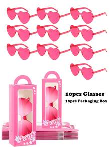 1-20 Pasang Kacamata Tanpa Bingkai Berbentuk Hati Warna Permen yang Menyenangkan untuk Wanita dan Pria, Hadiah Pesta - Rose Red - View 9